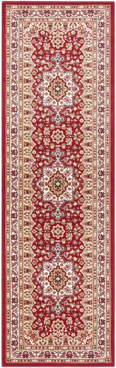 Koberec Běhoun 80 x 250 cm, tradiční vzor do předsíně chodby, červeno krémový