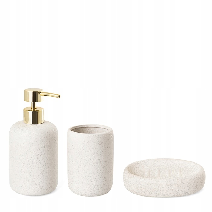 Sada do koupelny z keramiky, kamenina, bílá, skvrnitá
