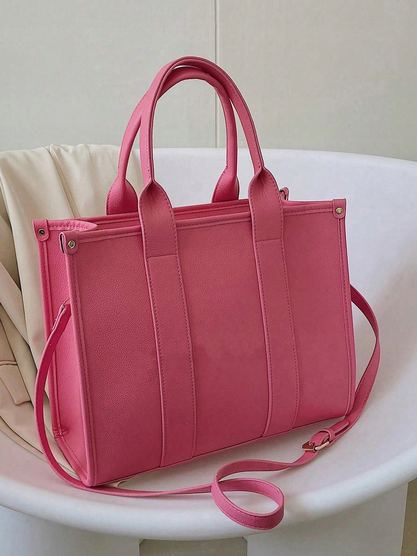 Taška Shopperka Velká Imitace Kůže Růžová