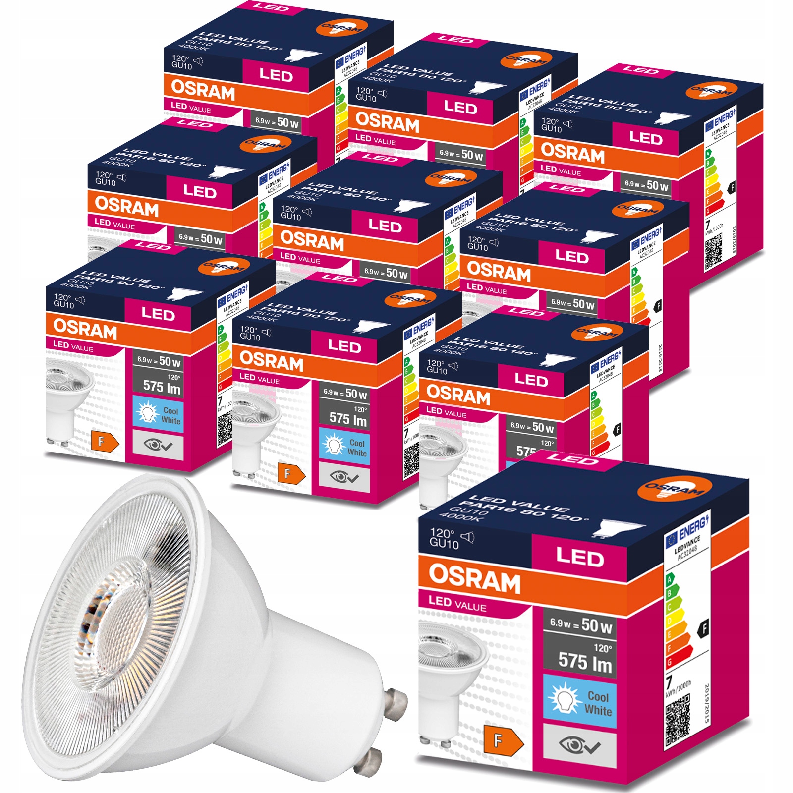 

10x Żarówka Led Halogen GU10 6,9W 80W 4000K Osram