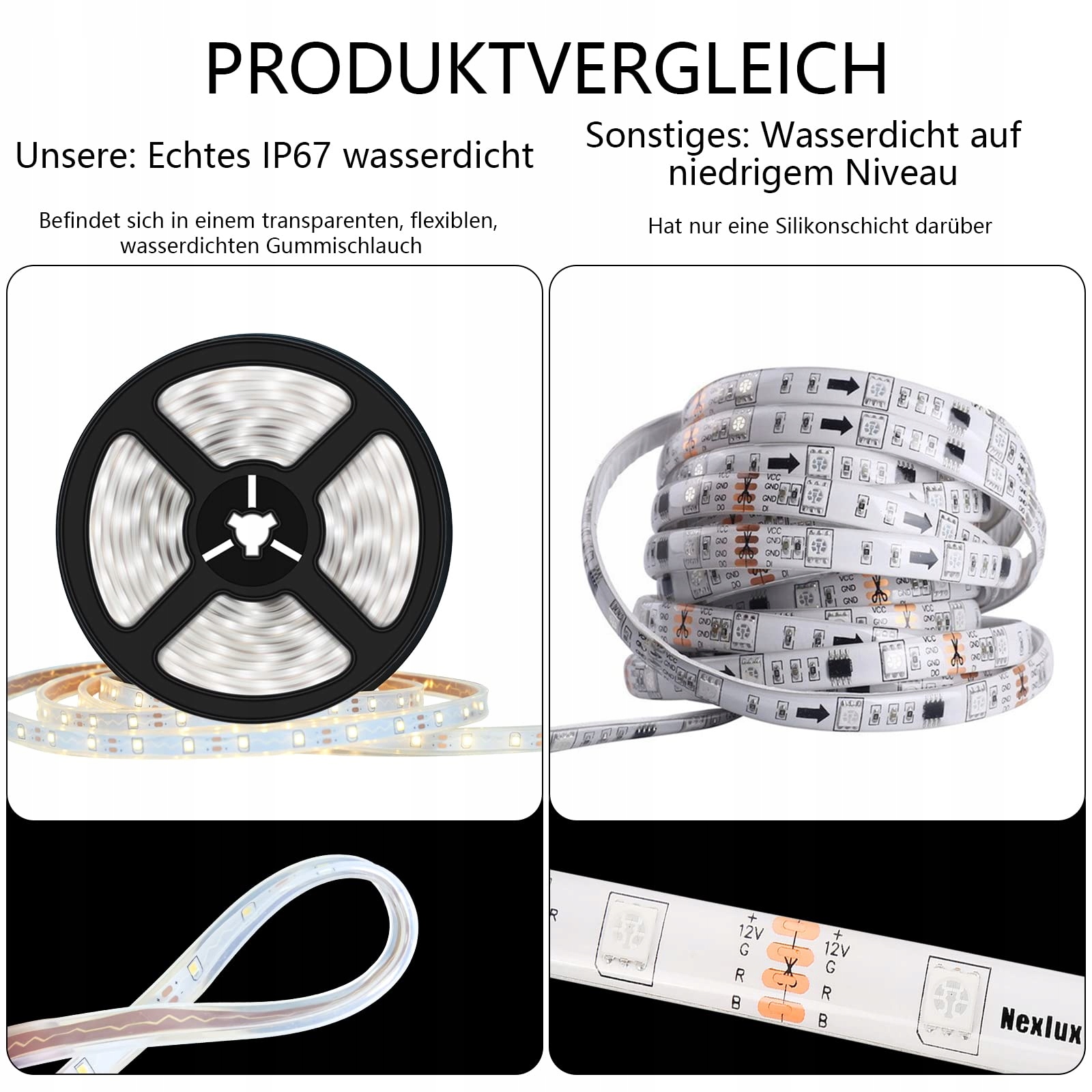 LUMTANG Solarny LED Pasek 5m 280 LED IP67 Wodoodporny Zdalnie Sterowany