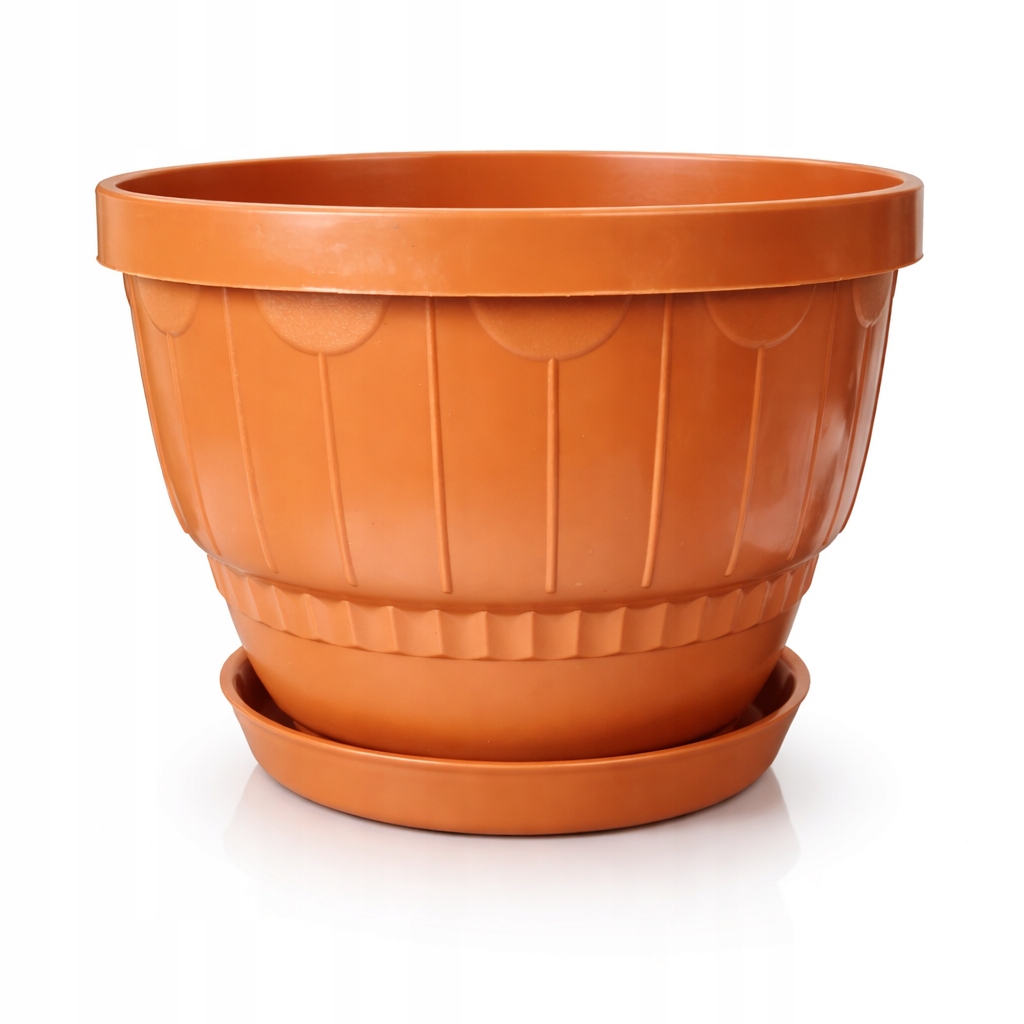 10 x Doniczka plastikowa z podstawką 15 cm, doniczka ogrodowa, balkonowa