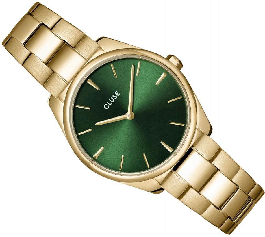 Dámské Hodinky Cluse CW11217 Zelený Ciferník Zlatý Náramek Feroce Petite