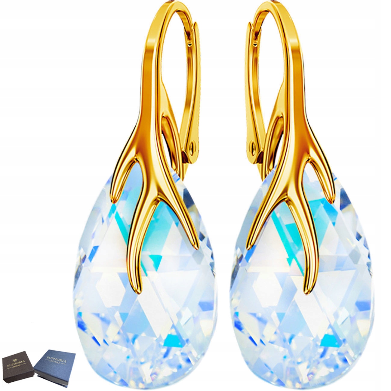 Pozlacené Stříbrné Náušnice 925 Závěsné Krystaly Stříbrné šperky pro maminku