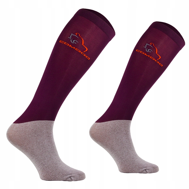 Skarpetki jeździeckie Mondo-calza microfibre podkolanówki bordowe S 35-38