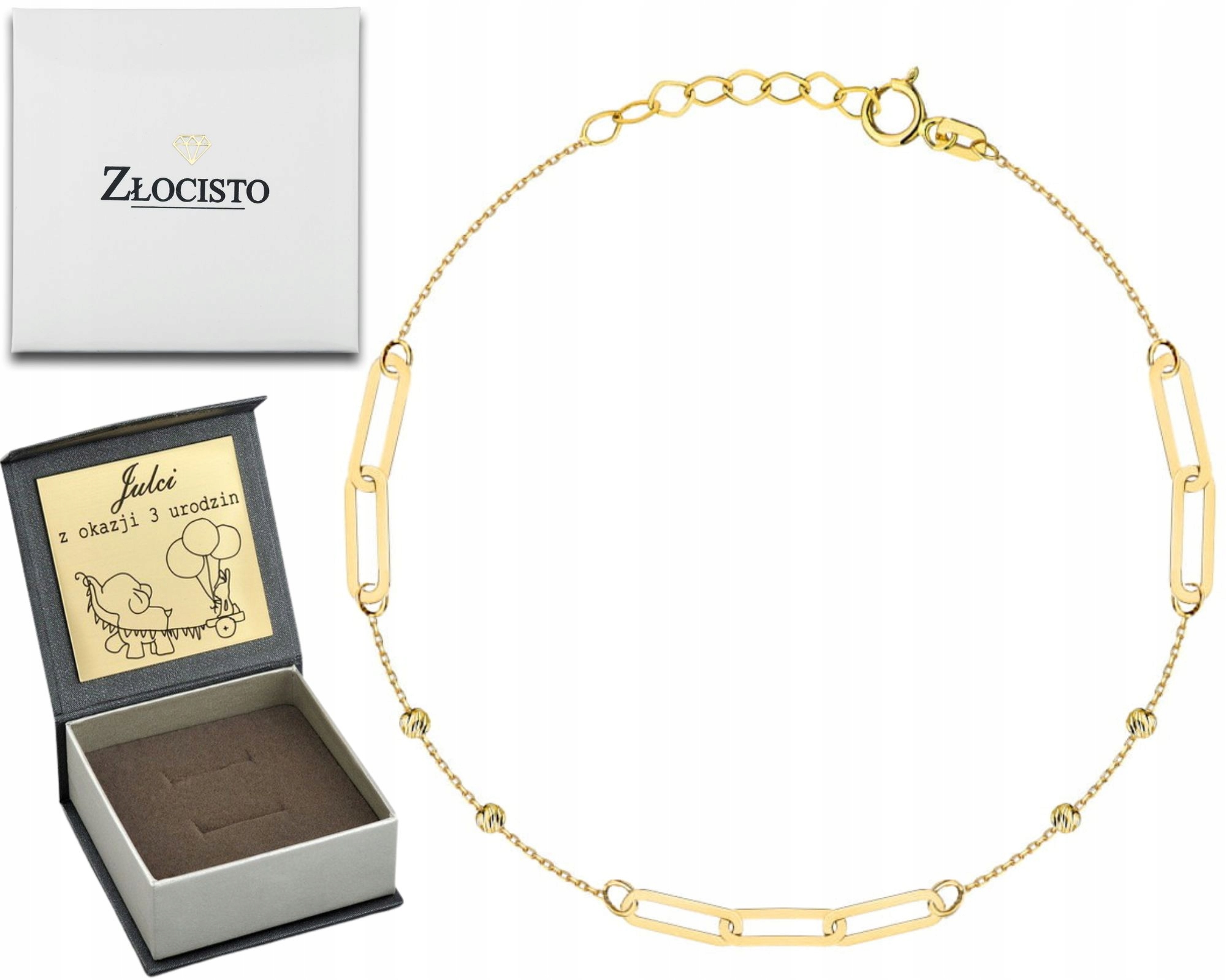 Zlatý Náramek Spletené Články A Diamantové Kuličky Zlato 585 Dárek