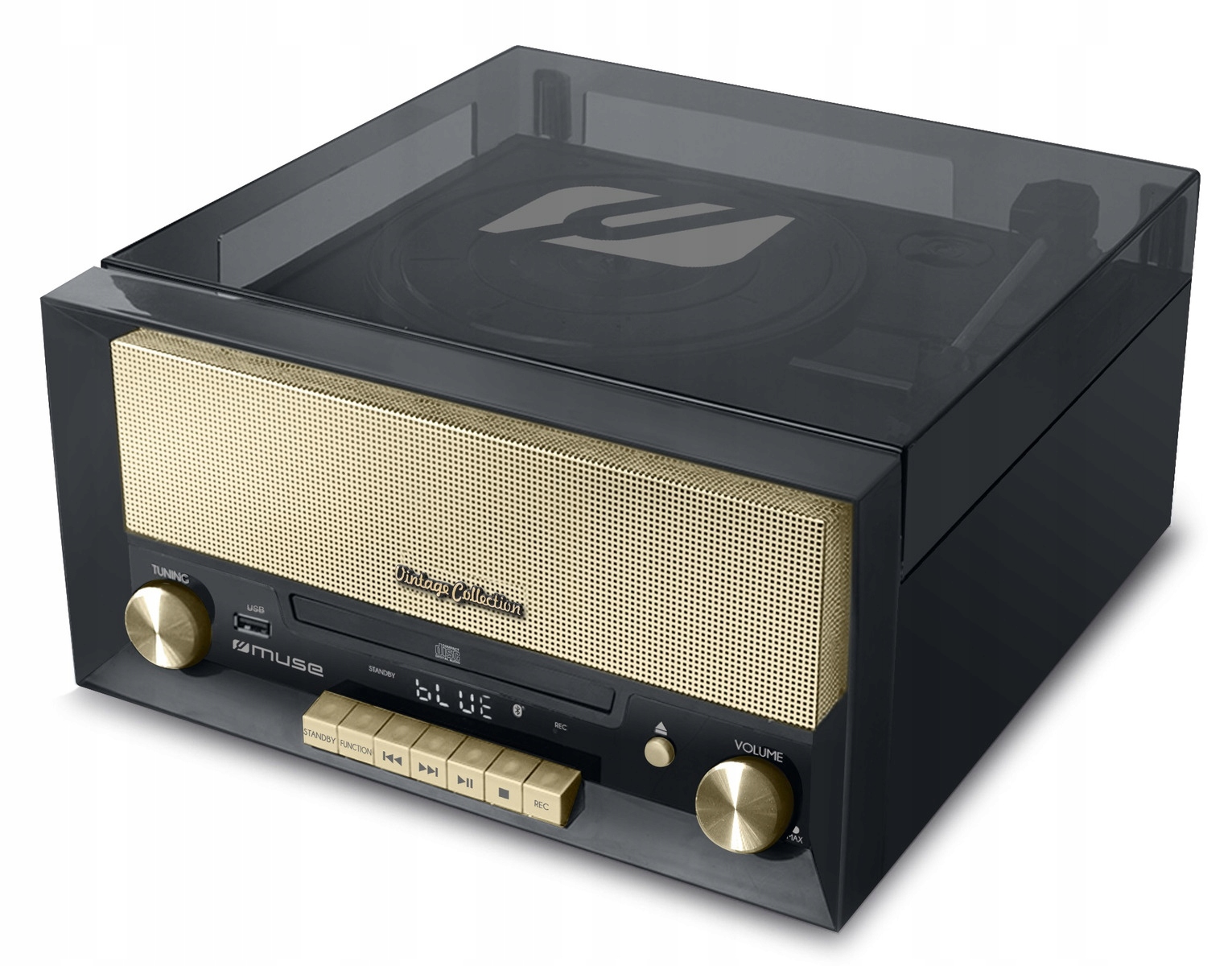 Gramofon Retro CD Radio Fm Usb Bluetooth Muse MT-110B