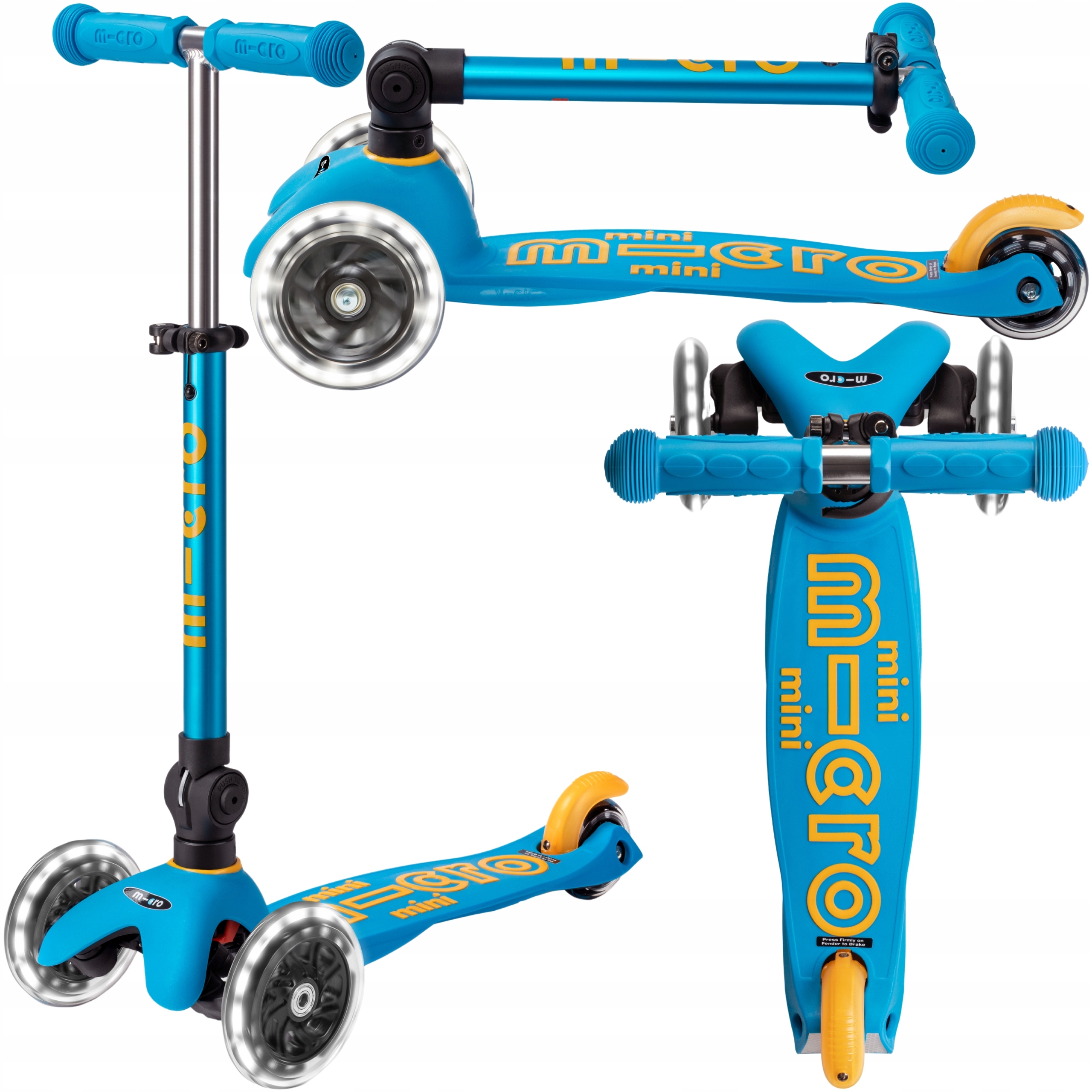 Hulajnoga Trójkołowa dla Dzieci Micro Deluxe Składana Koła Led Niebieska