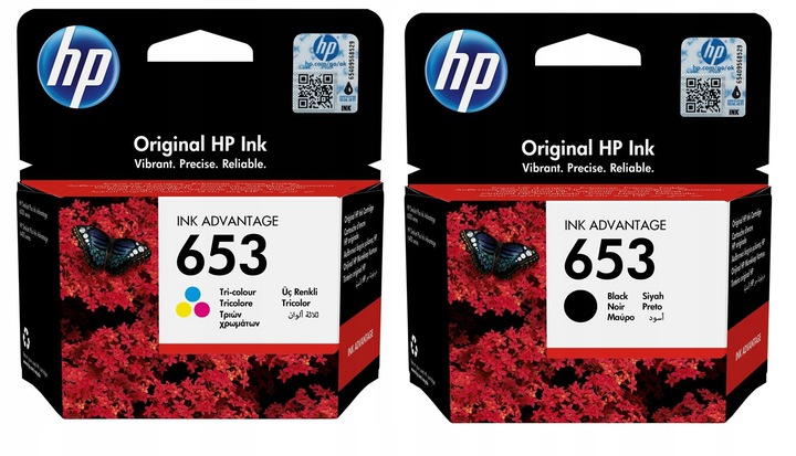 

Komplet tuszy Hp 653 oryginał Czarny I Kolor