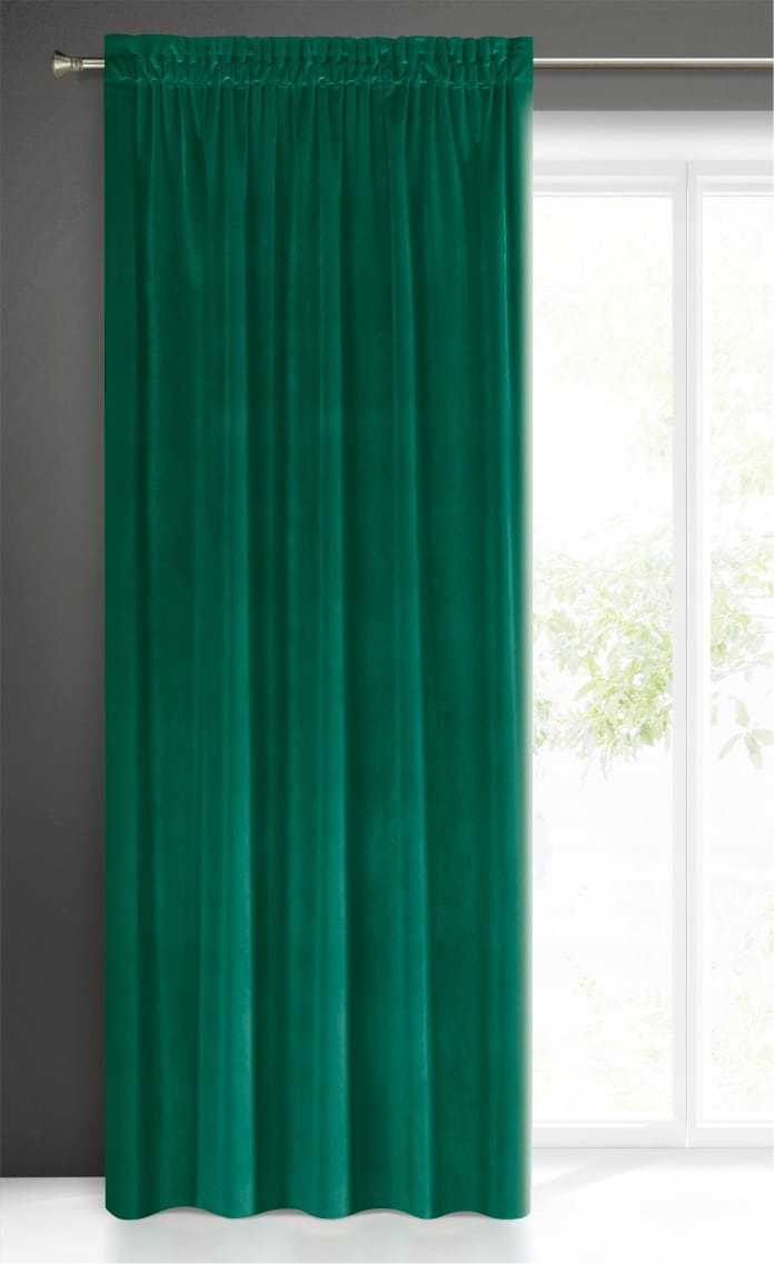 ZASŁONY WELWET 135x250 GREEN TAŚMA Na Wymiar Wzór gładki