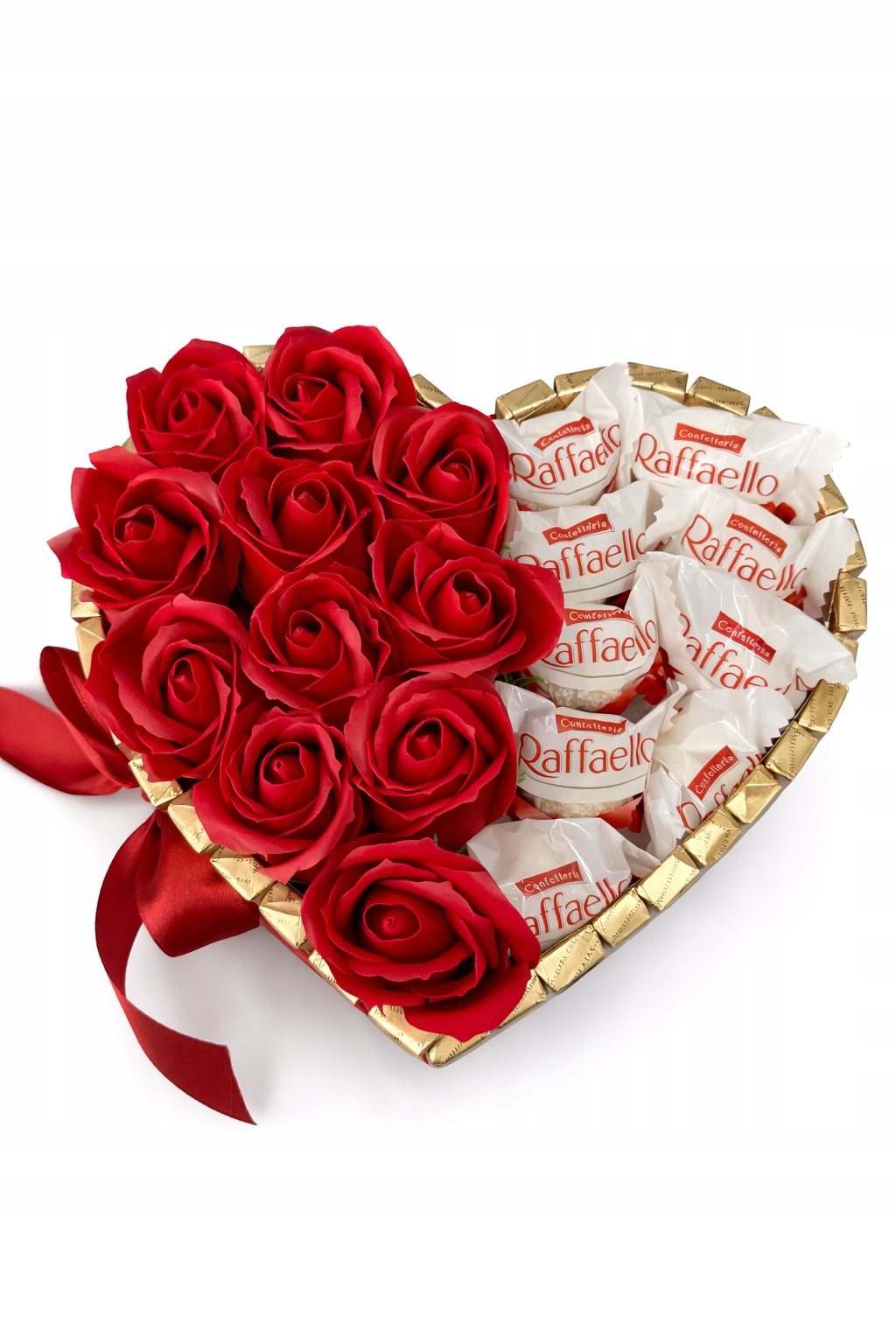 Mýdlová kytice ze sladkostí Rafaello Růže na Valentýna