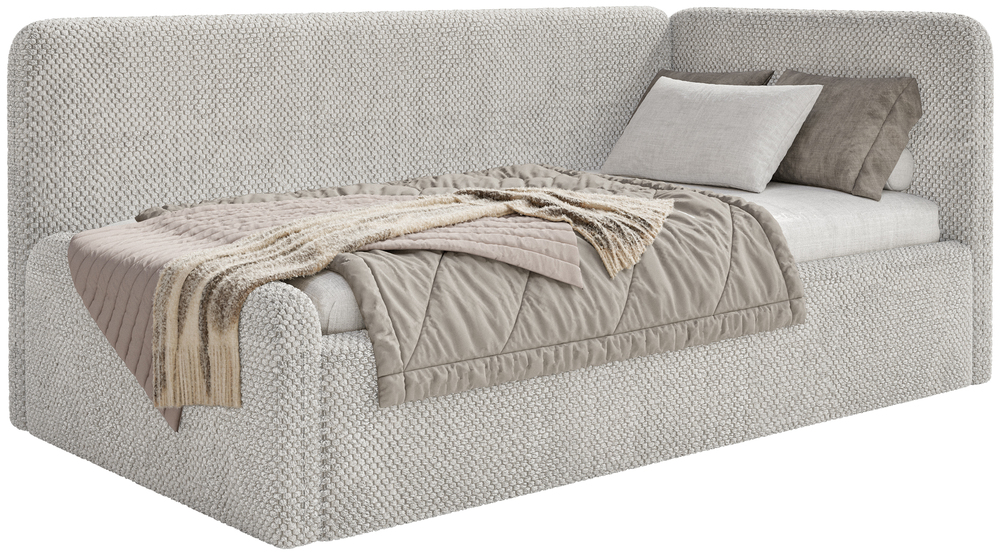 Postel pro mláděž 90x200 cm Fanklo šedobéžová plyšová matrace pravá