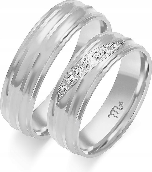 Bílé zlaté snubní prsteny s gravírováním 14K 585 vel. 23 24 25, módní svatební kolekce