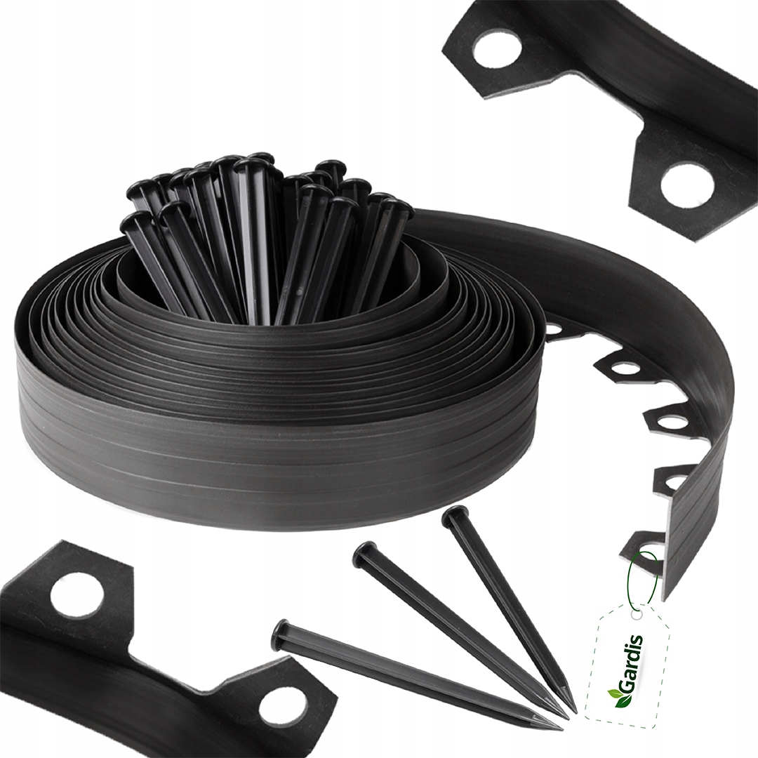 Obrzeże Ogrodowe 40m czarny 6cm trawnikowe border wysokie tworzywo kotwy