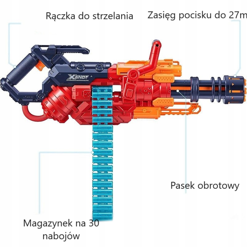 PISTOLET KARABIN WYRZUTNIA + STRZAŁKI AUTOMAT ZESTAW 48 STRZAŁEK X-SHOT Seria Excel Crusher