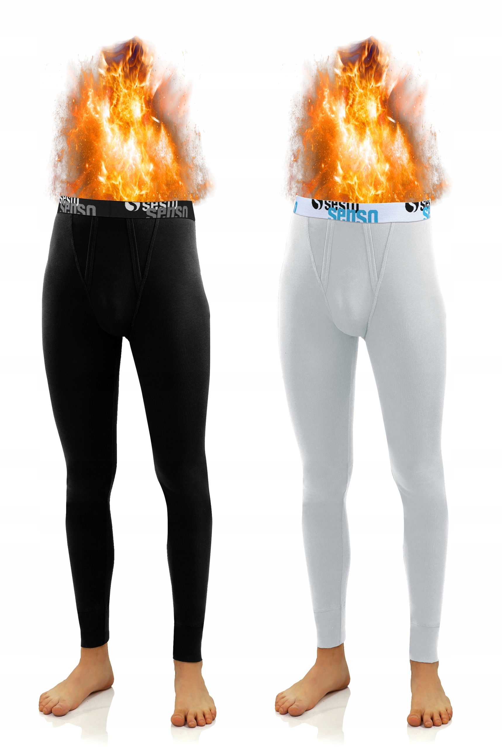 Sesto Senso Pánské bavlněné termokalhoty 2ks 3XL černéílé