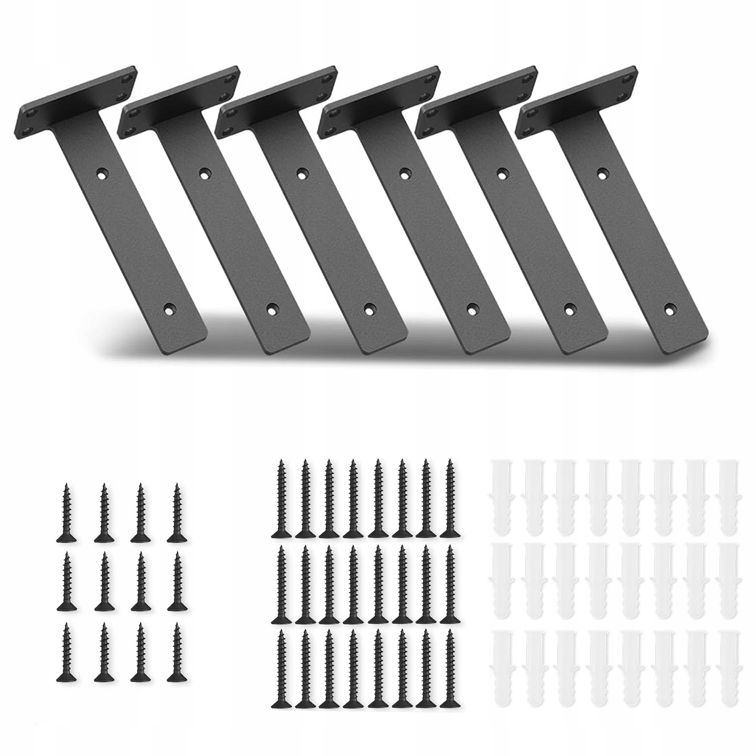 Držák typ L, držák dřevěné police, podpěra, loft, černý, 20 cm, 6x