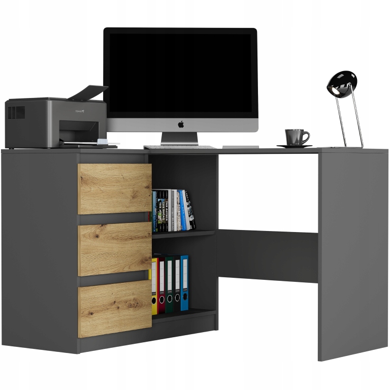 Rohový Psací Stůl Počítač antracit mix artisan N4L levý