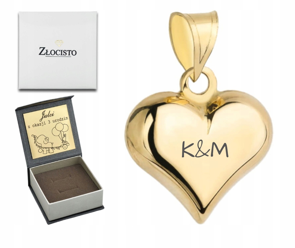 Zlatý přívěsek vypouklé srdce ze zlata ryzosti 585 Gravírování Dárek