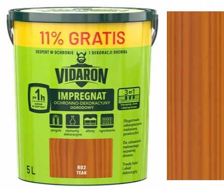 Vidaron Impregnat Ogrodowy Ochronny Do Drewna Teak R02 5L