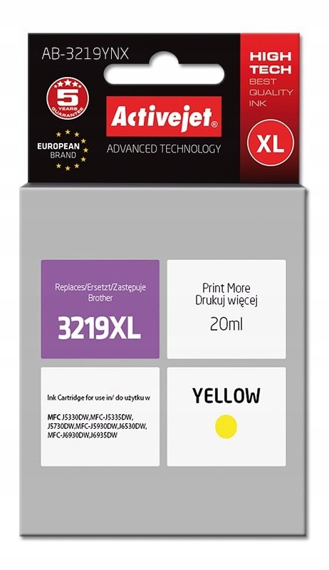 Activejet AB-3219YNX Tusz (zamiennik Brother LC3219Y XL Supreme 20 ml