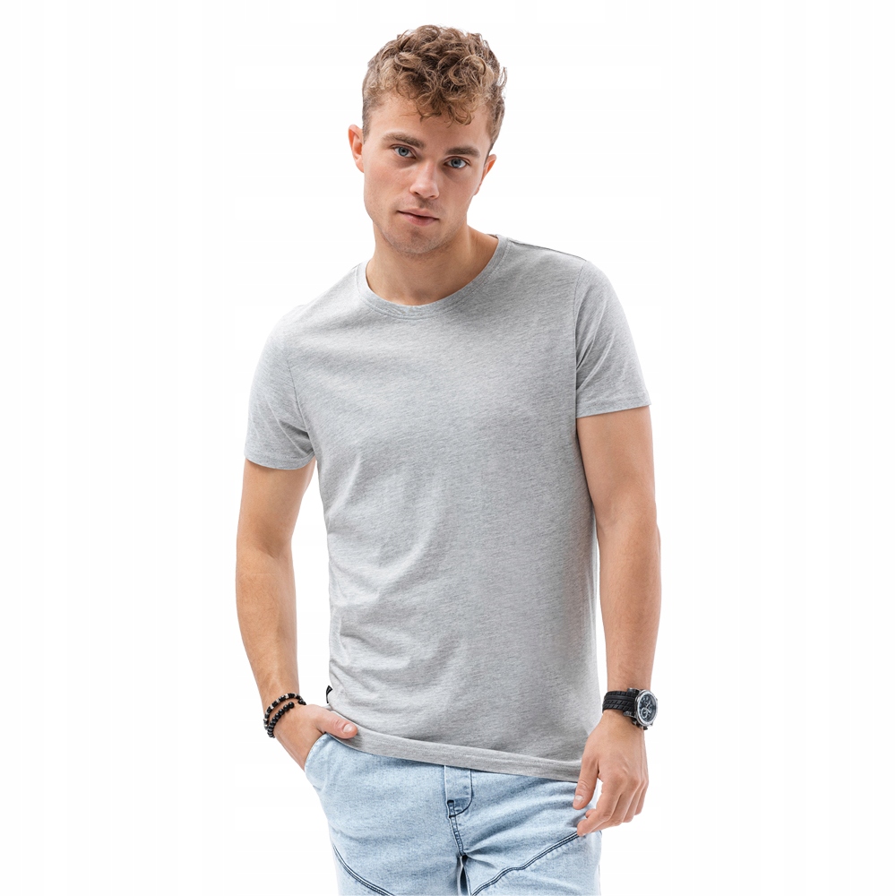 

T-shirt męski bawełniany basic S1370 szary mel. M