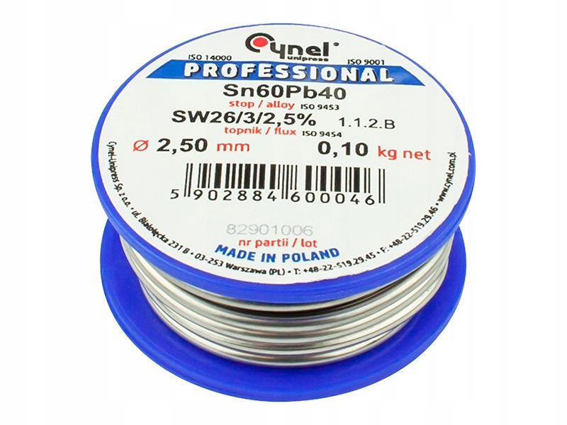 

Cyna Cynel 2,5mm 100g spoiwo LC60 do lutowania
