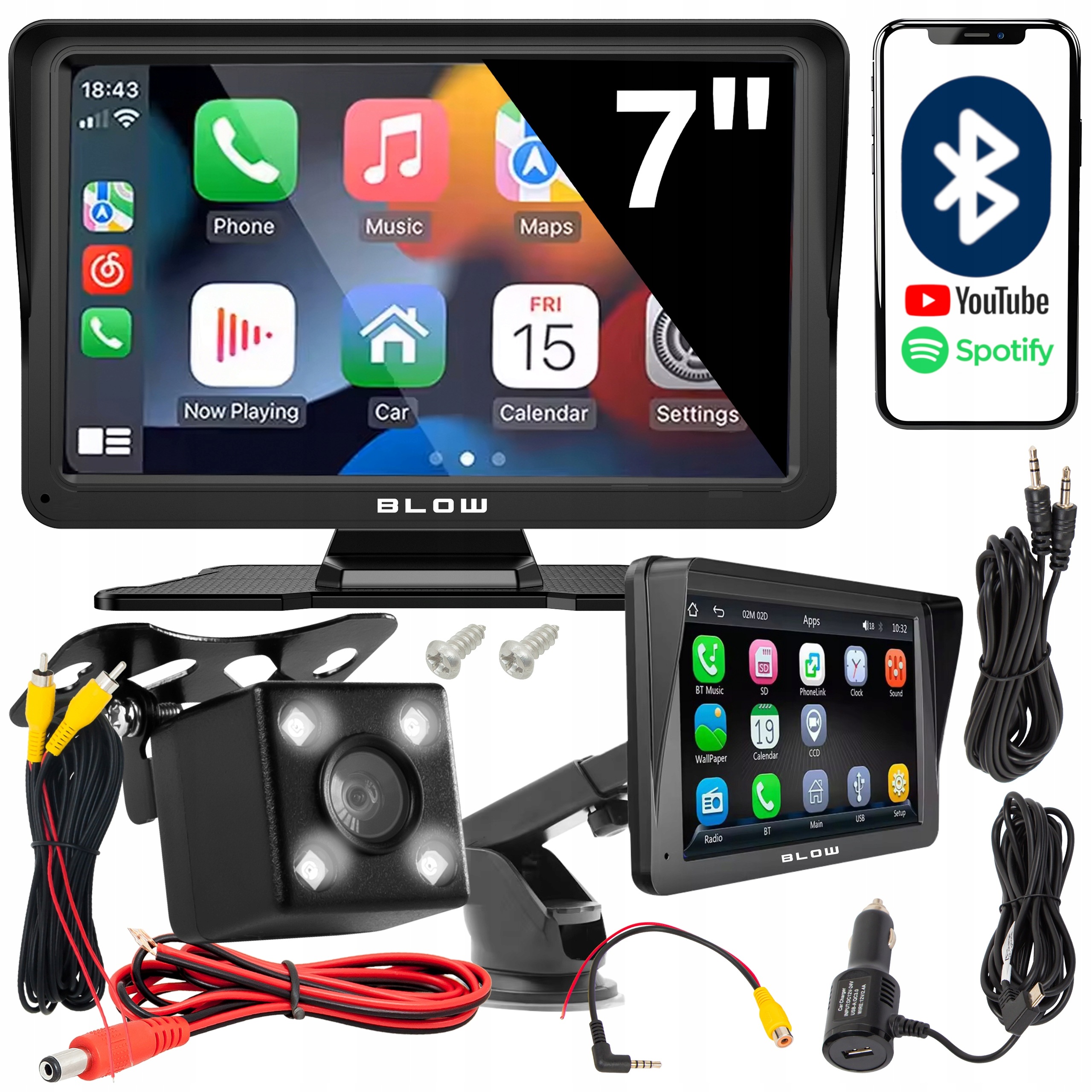 Bezdrôtová Multimediálna Stanica Carplay Led Káblová Cúvacia Kamera