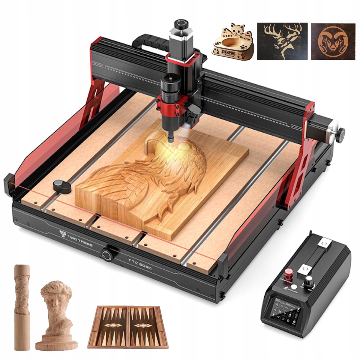 Cnc frézka Twotrees TTC6050, 500 W, 600 x 500 x 100 mm, maximální rychlost 12 000 ot./min.