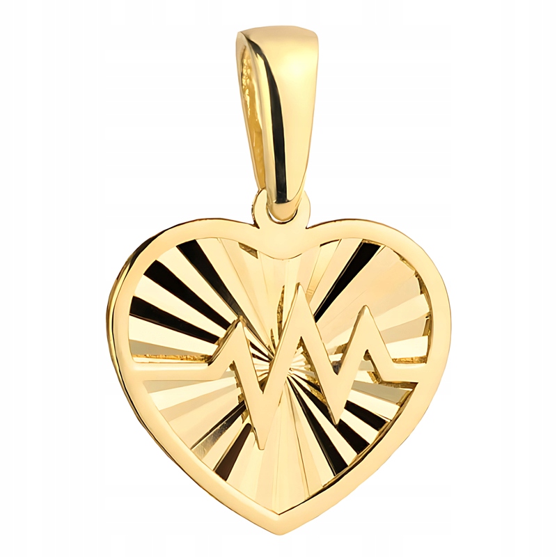 Zlatý Přívěsek Přívěsek Dámský pr. 585 Diamantové srdce Ekg 14k