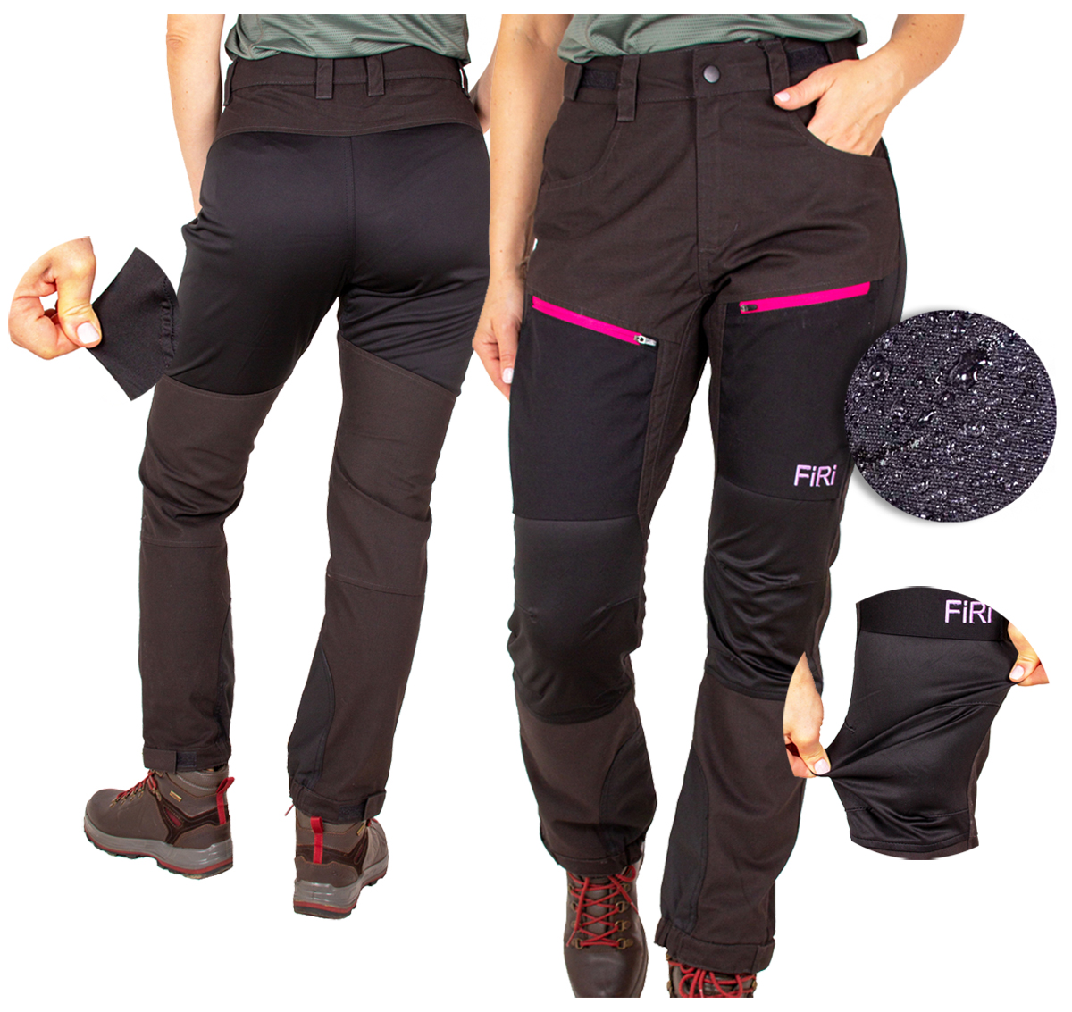 Czarne Spodnie damskie Firi trekkingowe turystyczne długie outdoor Firi 3XL