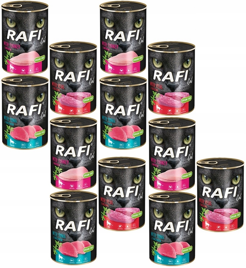 Rafi mokrá Cat Adult telecí tuňák krůta mix chutí 12x400 g