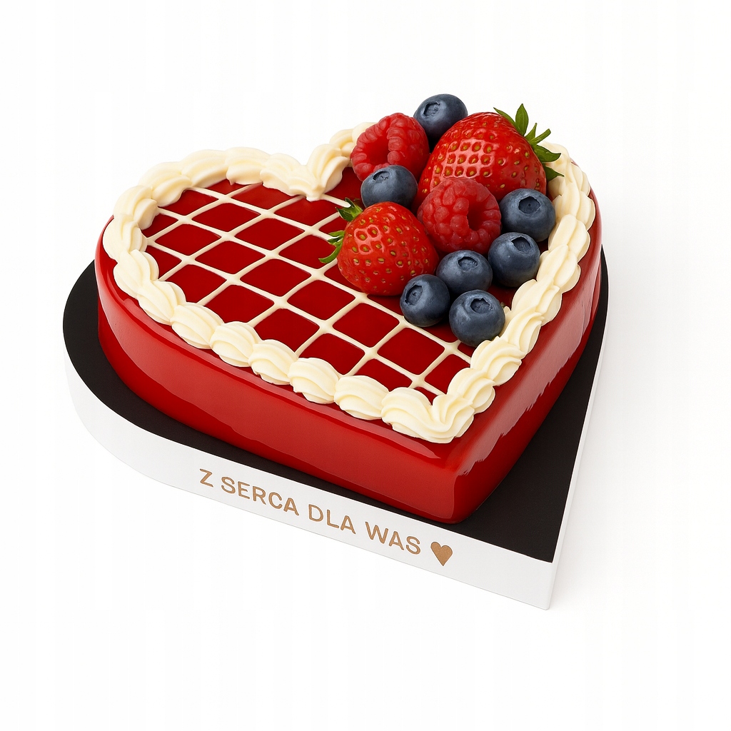 Podkład serce pod tort ciasto 23cm styrodur czarny z naklejką mocny twardy