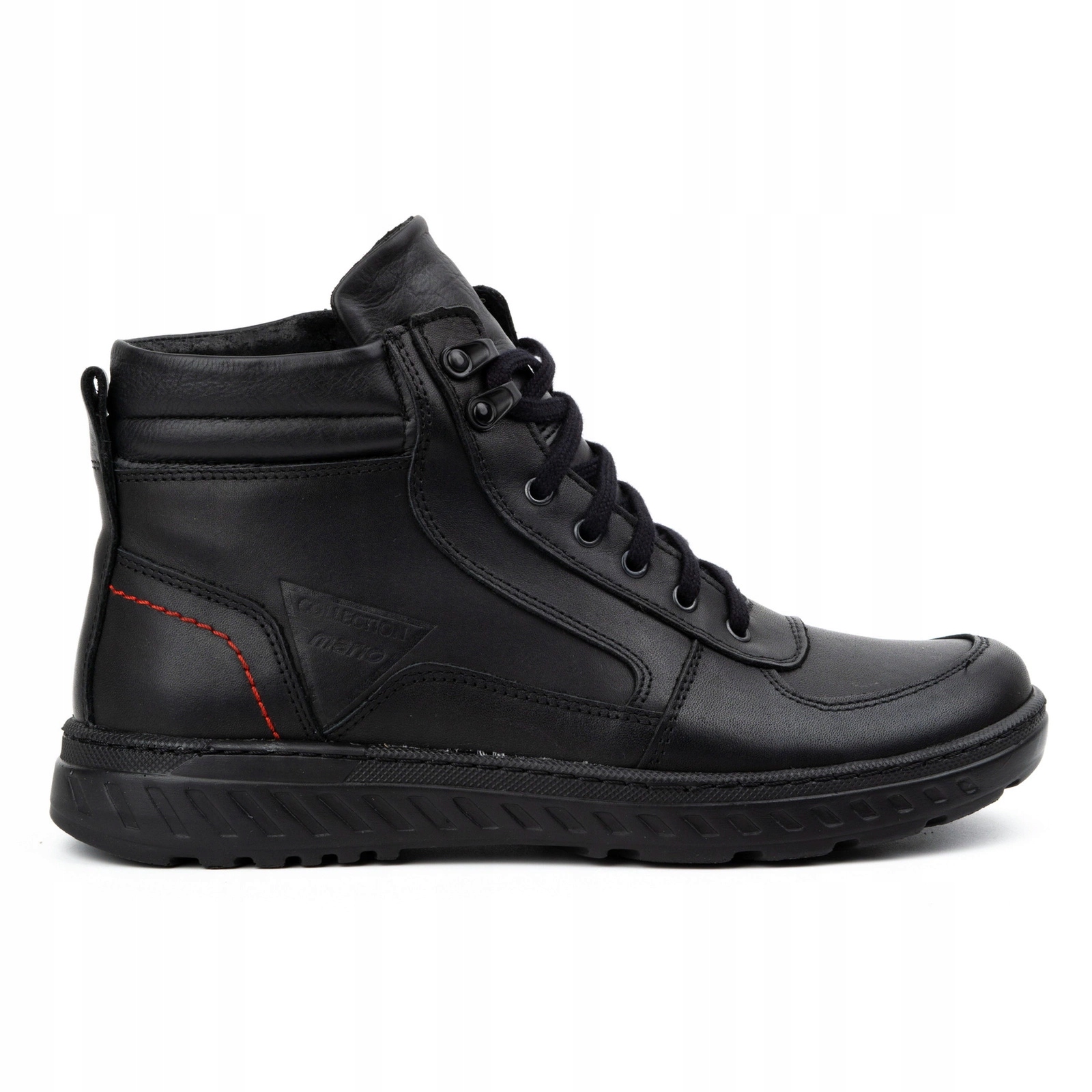 Pánské zimní boty, kožené vysoké kotníkové boty , Polské 950MP, černé 43