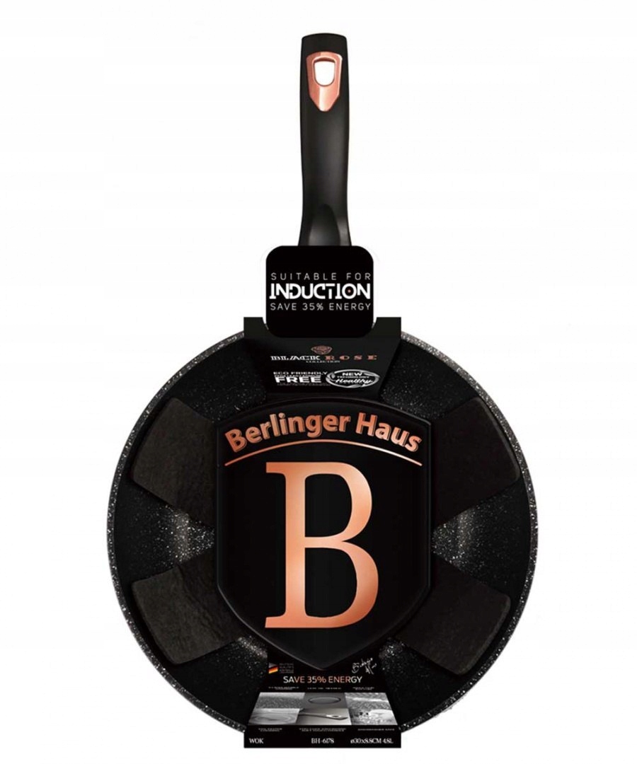 Wok Granitowy 30cm Berlinger Haus Black Rose Bh-61 Typ powłoki marmurowa
