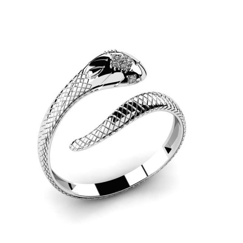

Pierścionek Z Białego Złota Wąż Z Cyrkoniami