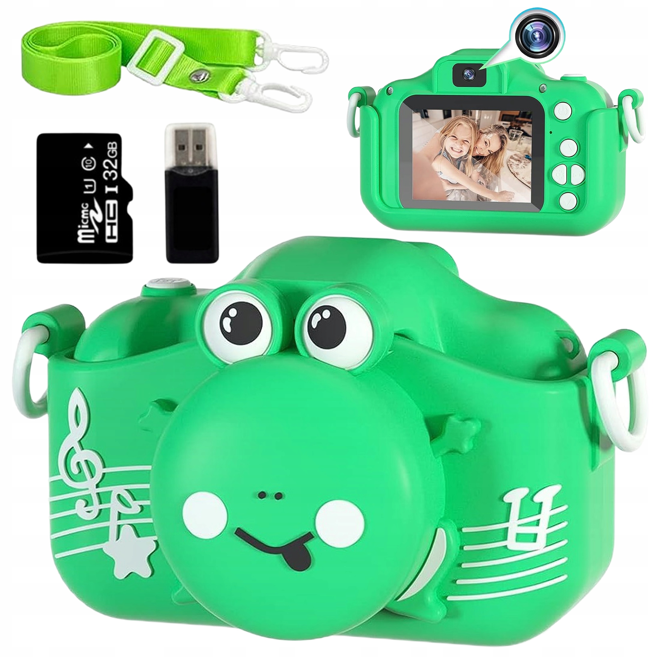 Aparat Cyfrowy Fotograficzny Dla Dzieci Gry Karta 32GB Żabka Żaba Selfie