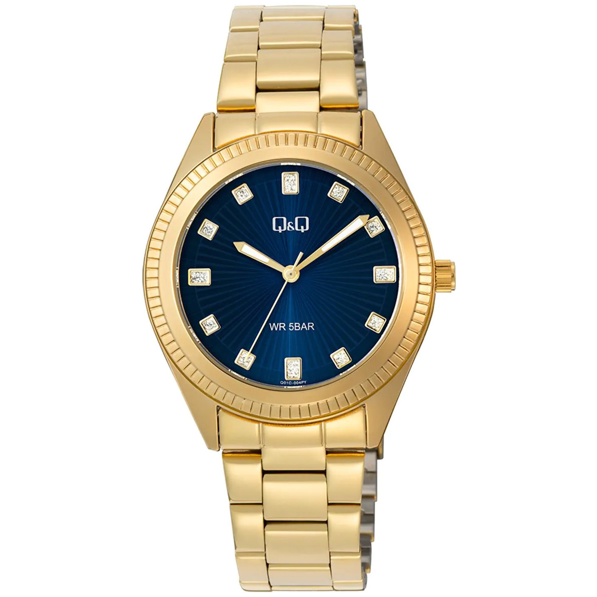 Dámské hodinky Qq Q01C-004P Zirkony zlaté