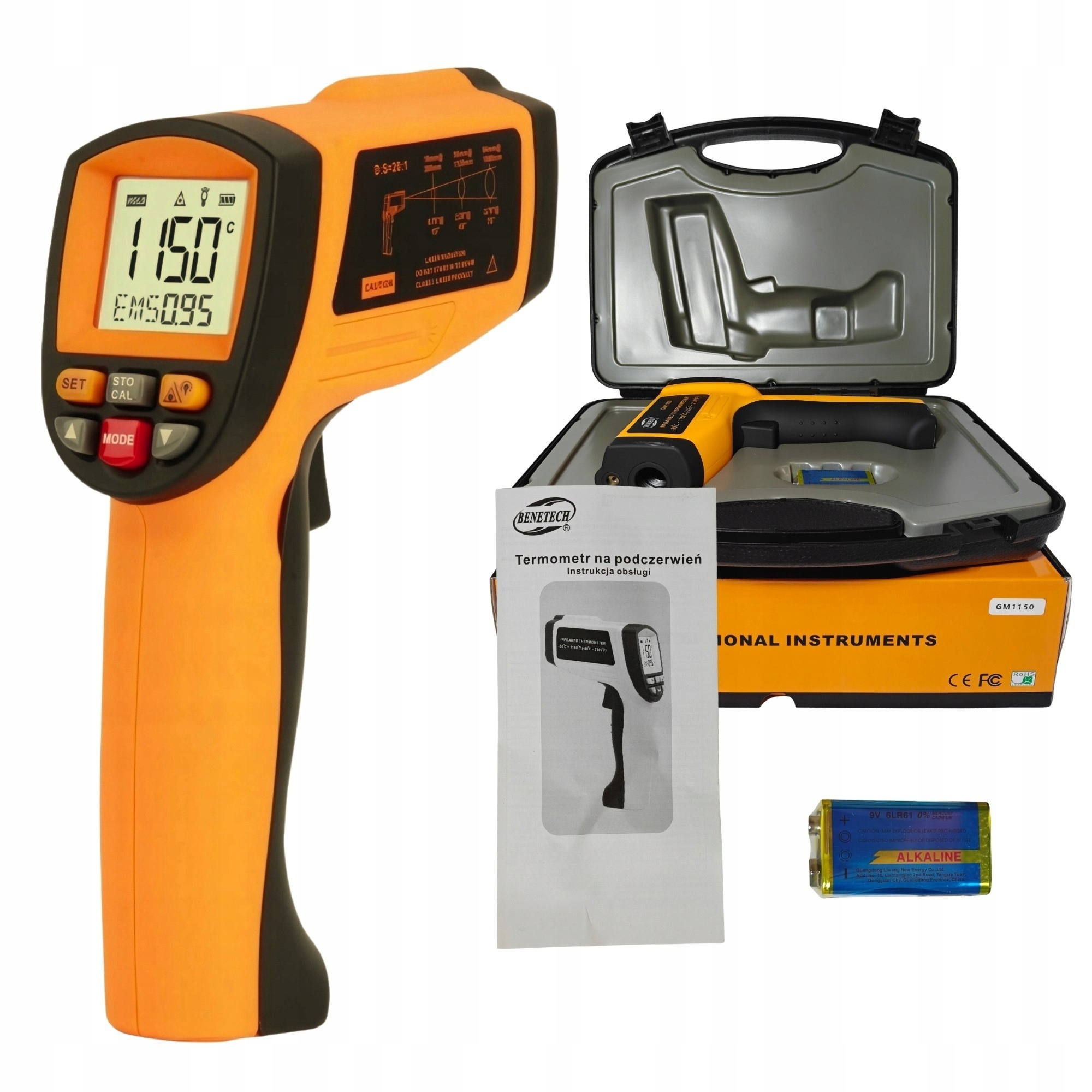 Pyrometer Bezkontaktový Laserový Bezdotykový Teplomer S Emisivitou -30 +1150