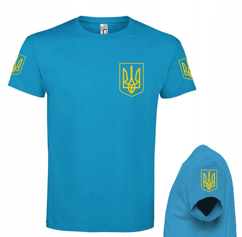 

niebieska koszulka T-Shirt Herb Ukrainy rękawy