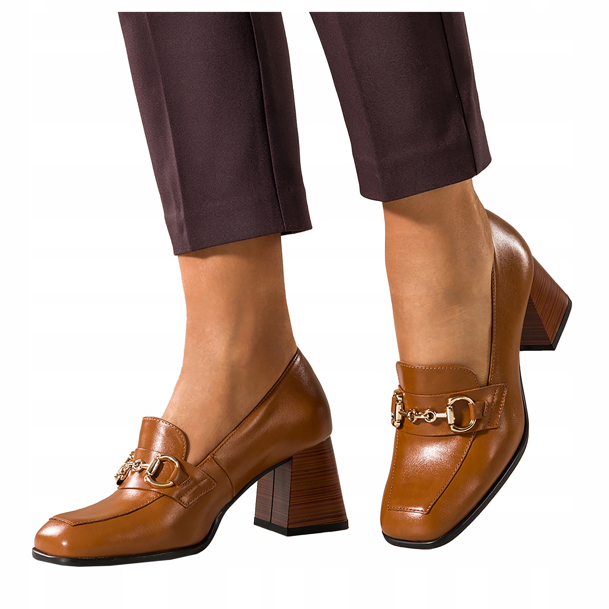 Camelové Mokasíny Dámské Kožené Zlaté Spona Pohodlné Elegantní r 36