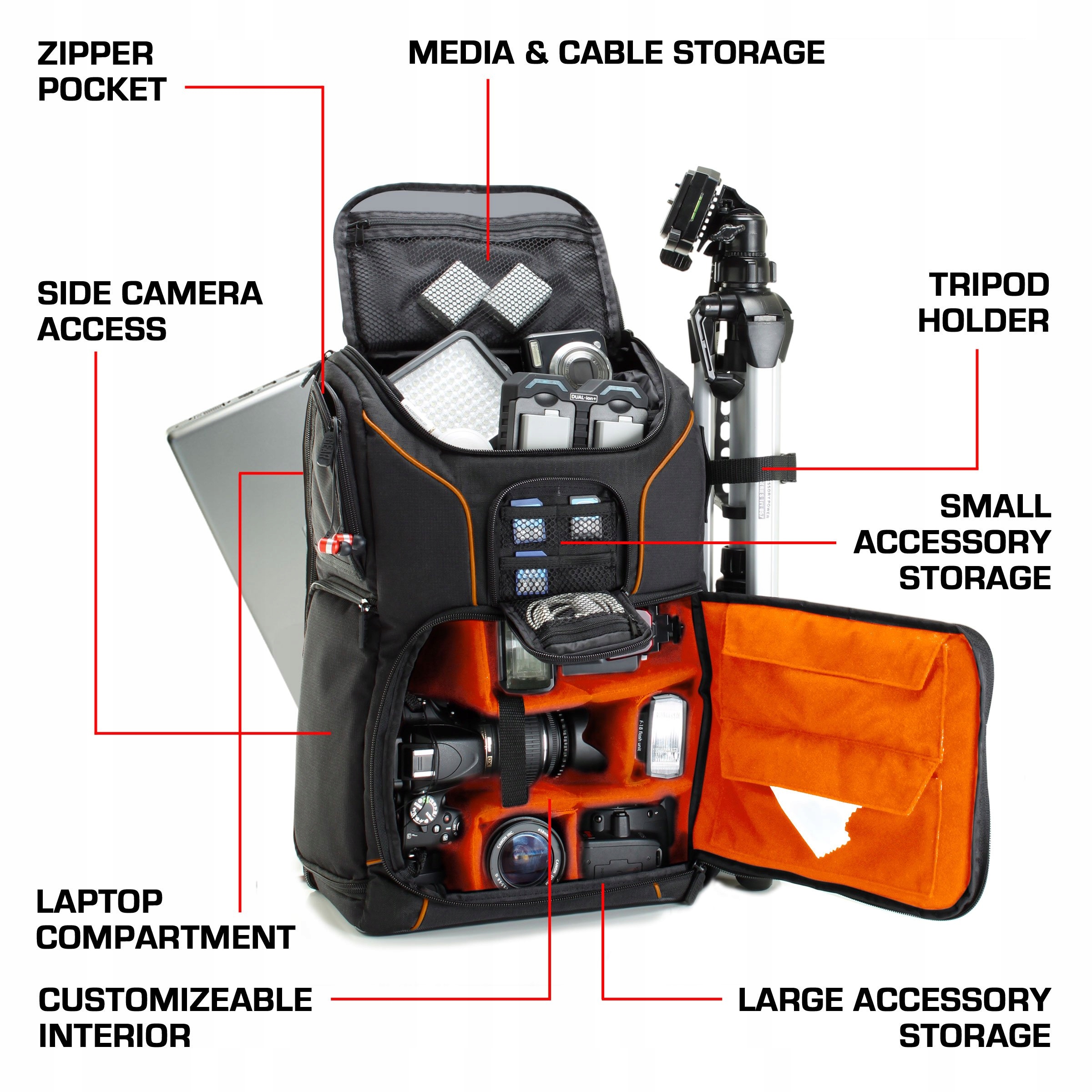USA GEAR Plecak Na Aparat DSLR Z Miejscem Na Laptopa 43 cm Wodoodporny — miniatura 7