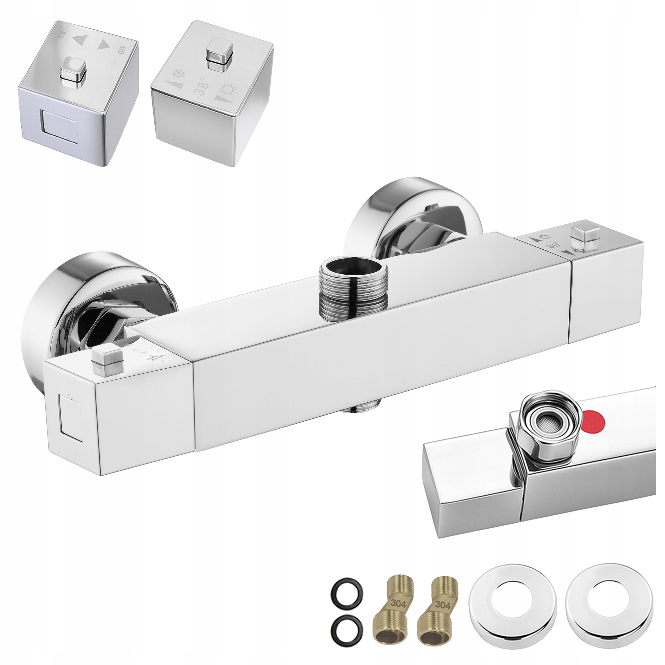 Sprchová Baterie S Termostatem Koupelnová Nástěnná Sada T207A Chrom