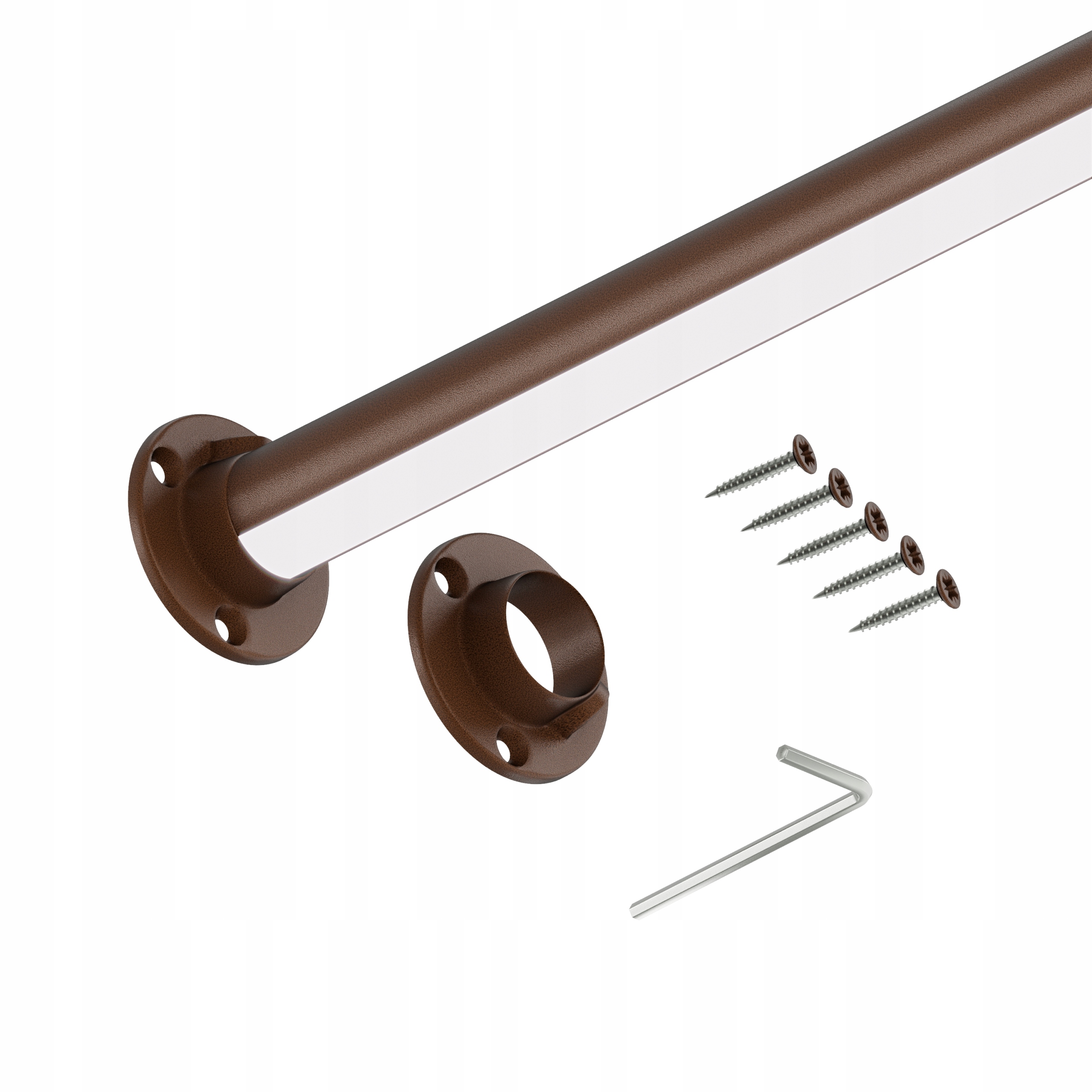 Šatní šatní tyč 25 mm Hnědá 200 cm Led