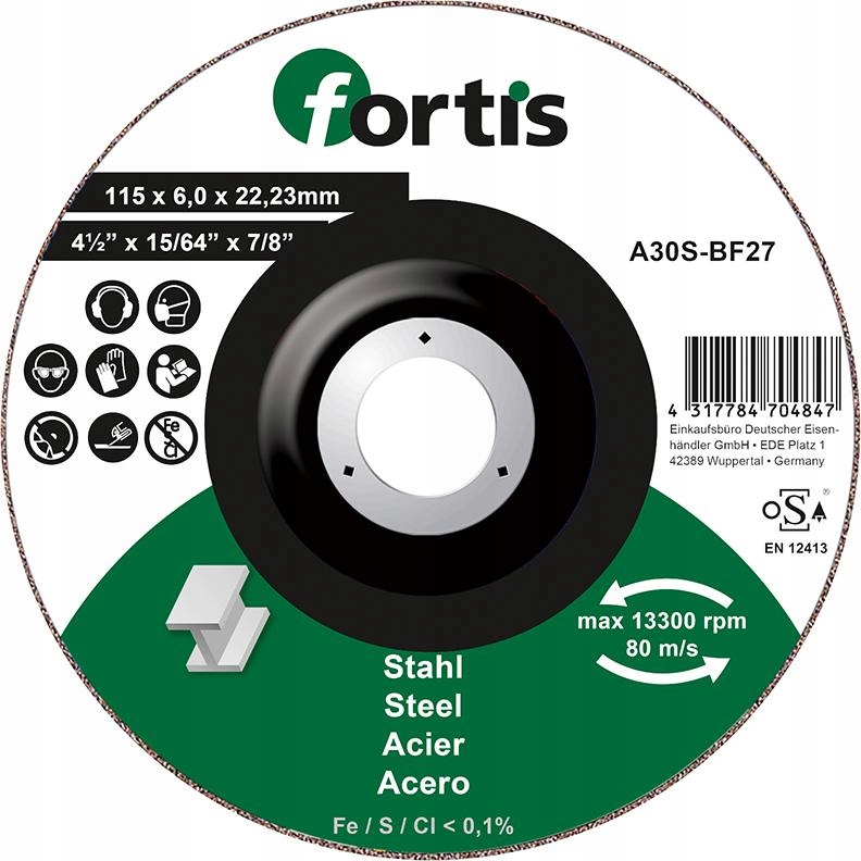 

Tarcza ścierna do obróbki stali wygięta 115x6,0mm