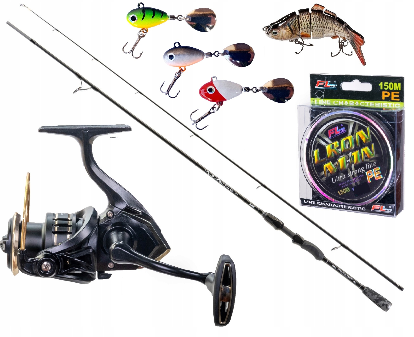 Zestaw Spinningowy Wędka Węglowa Jaxon na Szczupaka Kołowrotek Plecionka