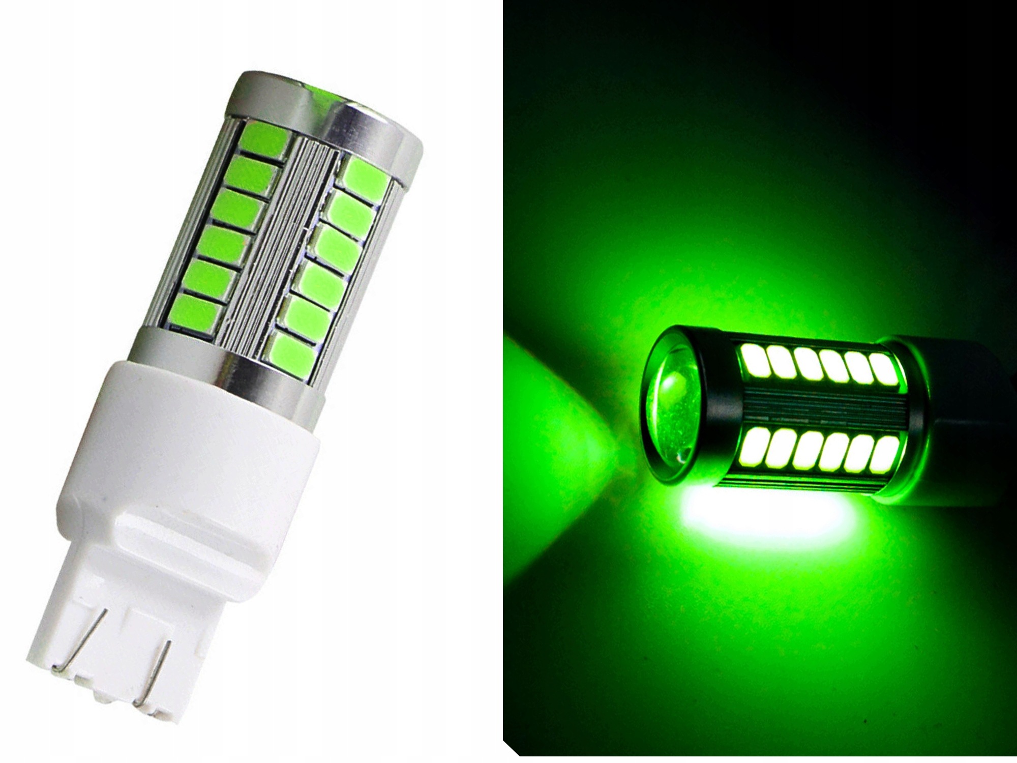 1 Żarówka Led T25 3157 P27/7W 12-24V Zielona Usa Lampa Soczewka 33led Green