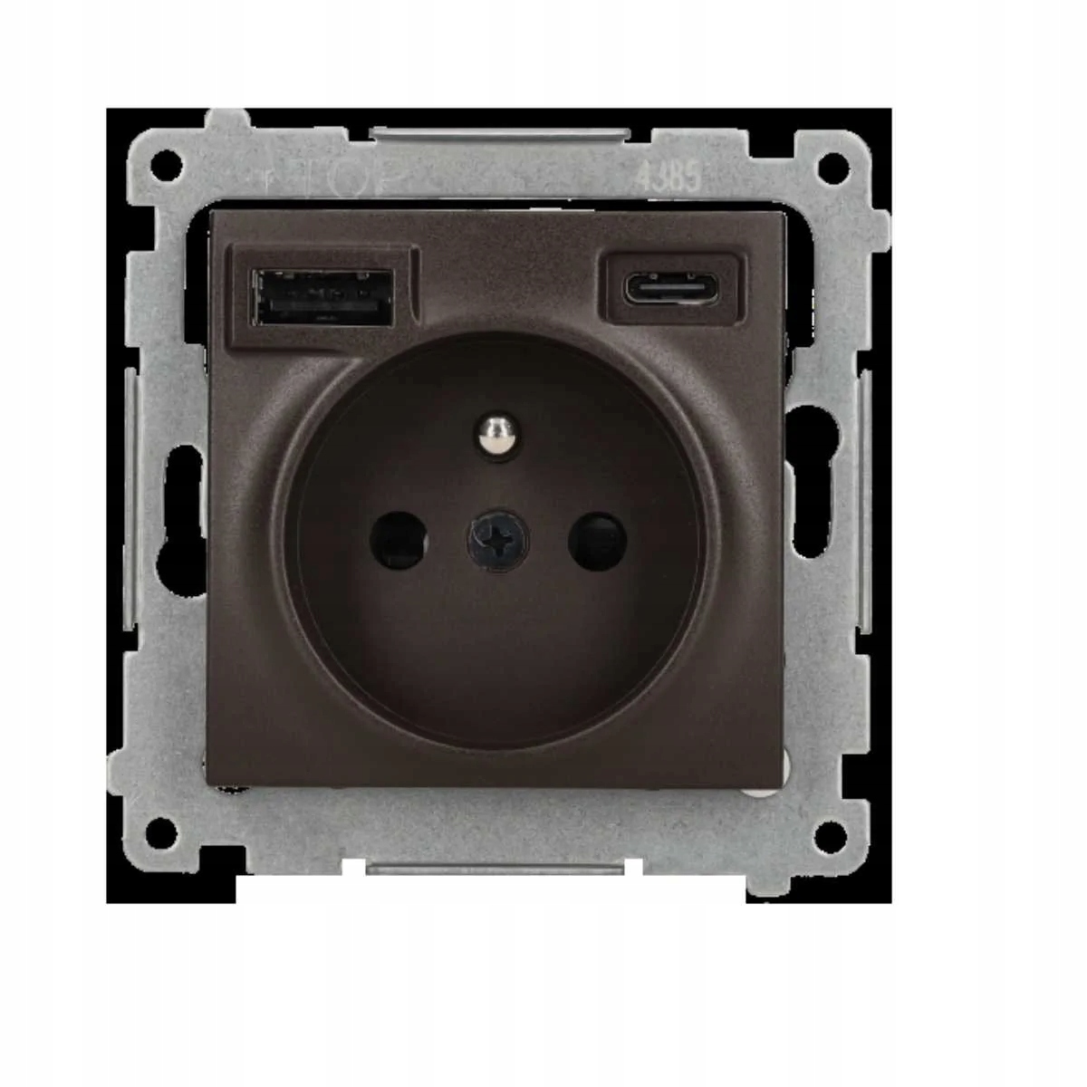 Bronzová elektrická zásuvka s nabíječkou pro telefony 2xUSB Kontakt Simon54