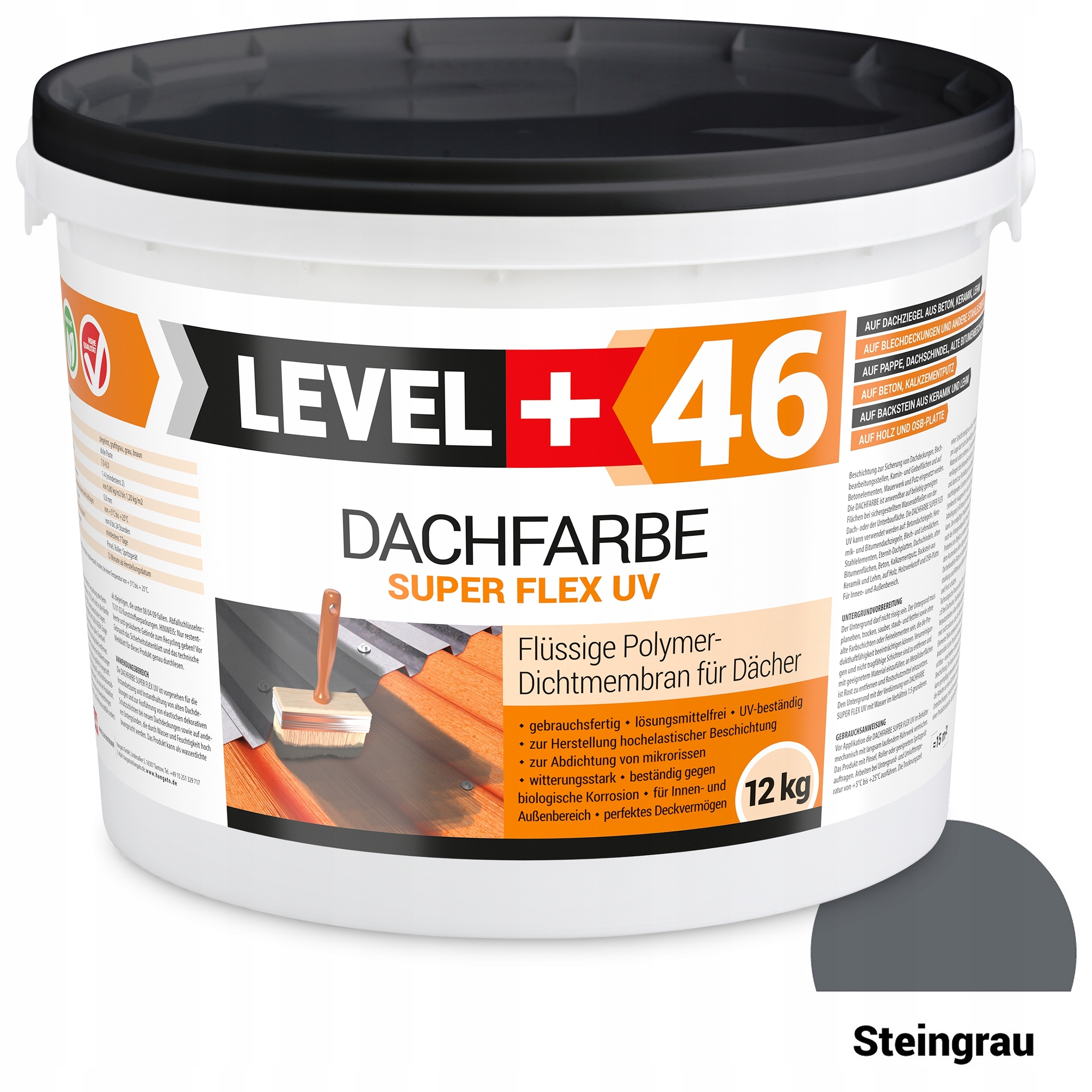 Barva Střešní 12 kg Fólie na střechu Šedá L+46