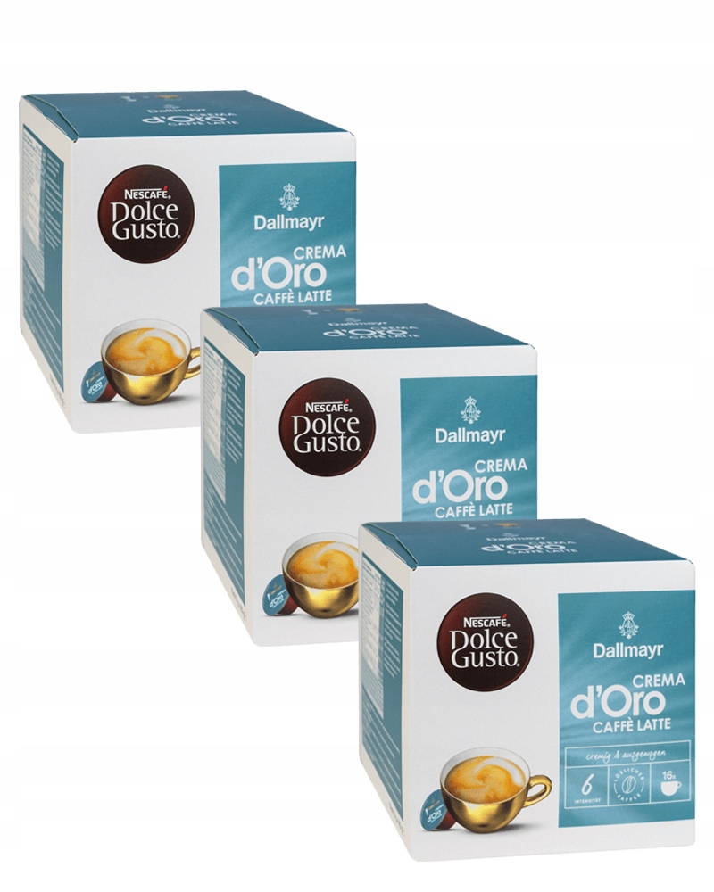 3 x Káva NESCAFE DOLCE GUSTO DALLMAYR CREMA D'ORO CAFFE LATTE 16 kapslí